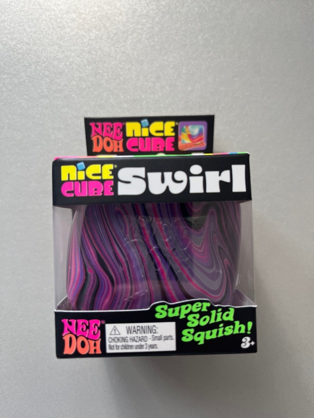 NeeDoh Nice Cube Swirl Super Solid Squish - Purple/Pink Swirl